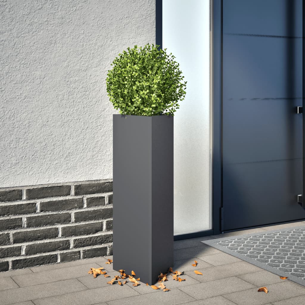 Jardinera Triangular Acero Gris Antracita 30x26x75 Cm_1