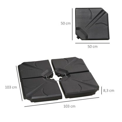 Outsunny Base Para Sombrilla De 4 Piezas Rellenable Con Arena 72 Kg O Agua 56 Kg_2