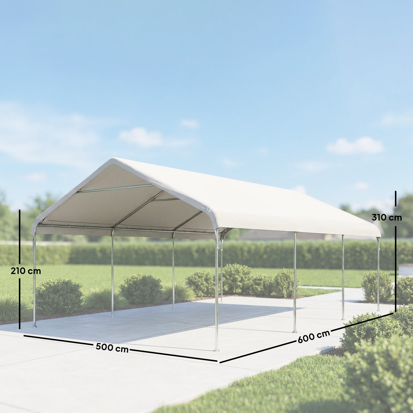 Outsunny Carpa Garaje 5x6 M Impermeable Estructura De Acero Galvanizado Crema_2