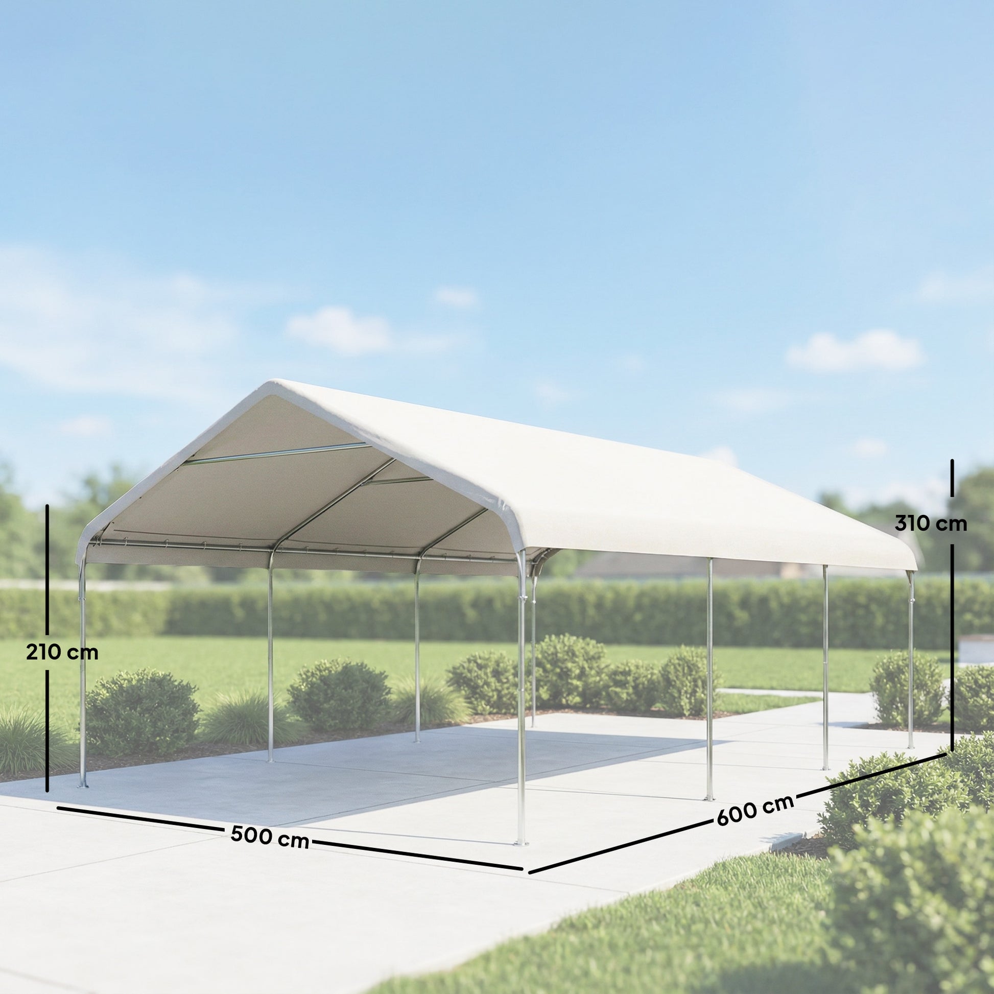 Outsunny Carpa Garaje 5x6 M Impermeable Estructura De Acero Galvanizado Crema_2