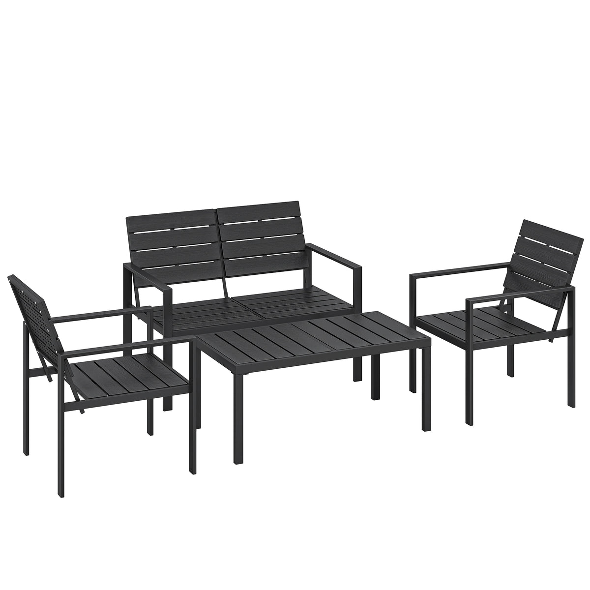 Outsunny Conjunto De Muebles De Jardín Para 4 Personas Negro_0