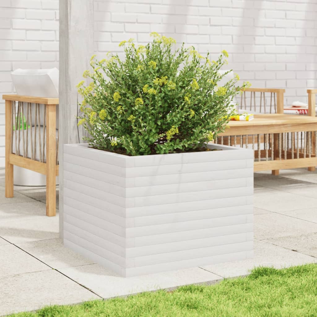Jardinera De Madera Maciza De Pino Blanco 60x60x45,5 Cm_2