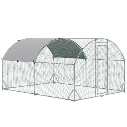 Gallinero Exterior Para 6-12 Gallinas Pawhut 2,8x3,8x1,97 M Plata_0