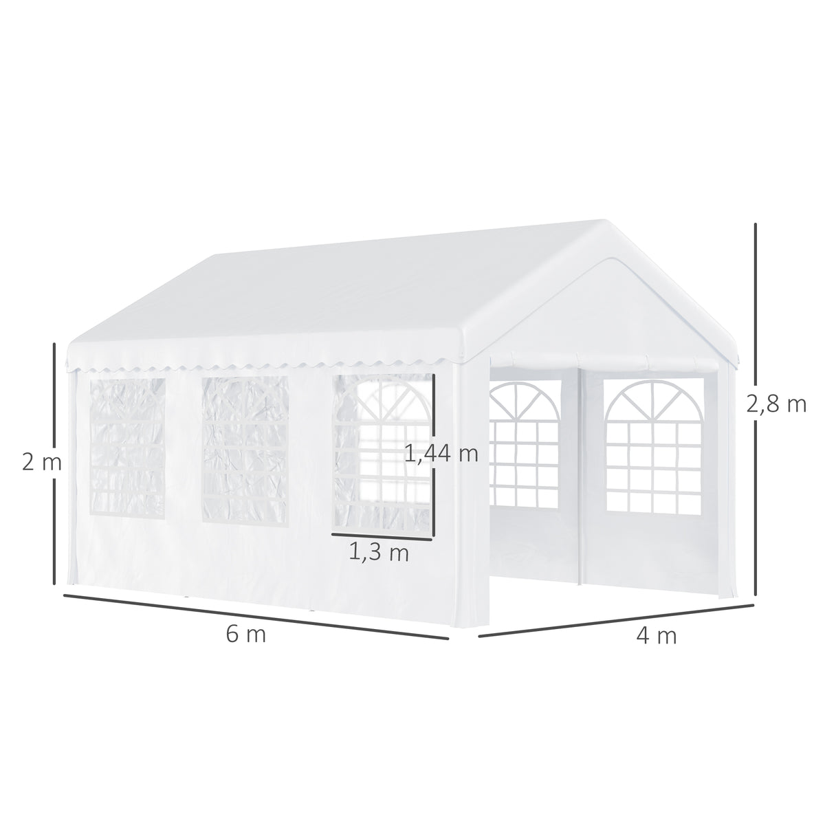 Outsunny Carpa 6x4x2.8m Acero Galvanizado Pabellon Carpas Boda Gazebo Cenador_2