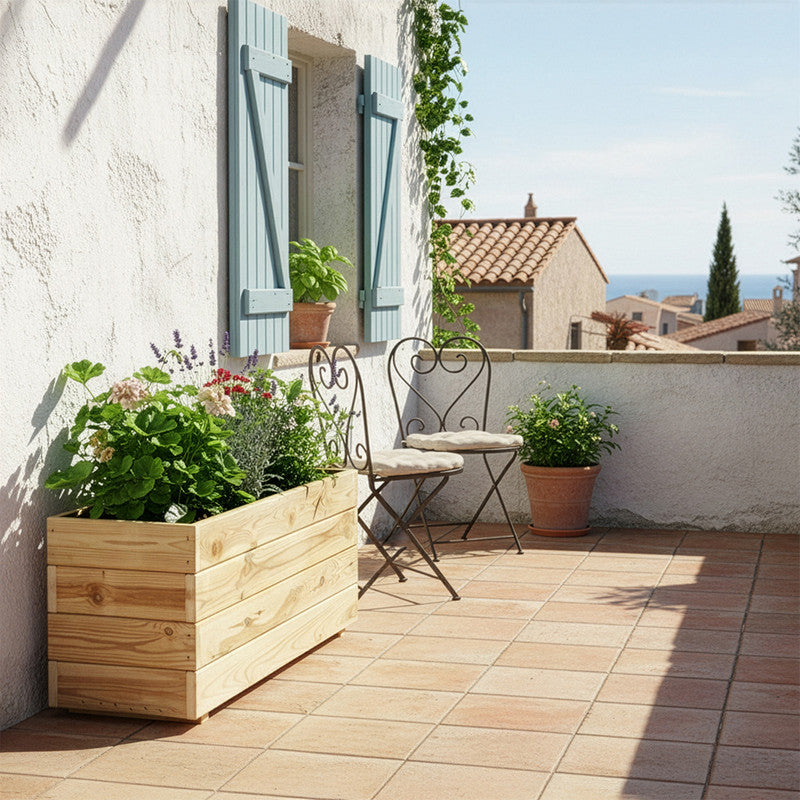 Jardinera Rectangular De Madera Tratada Para Exterior Ghio Hortalia 90x30x40 Cm_1