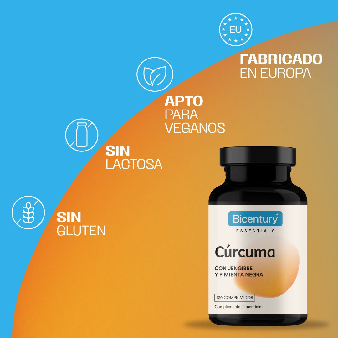 Cúrcuma con Jengibre y Pimienta Negra BICENTURY 120 comprimidos