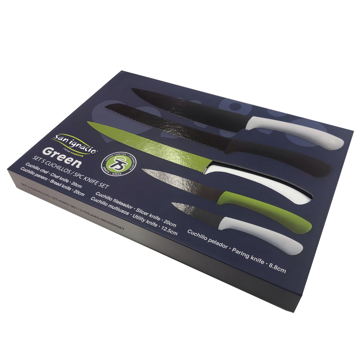 Set 5pcs Cuchillos, Acero Inoxidable, Green_2
