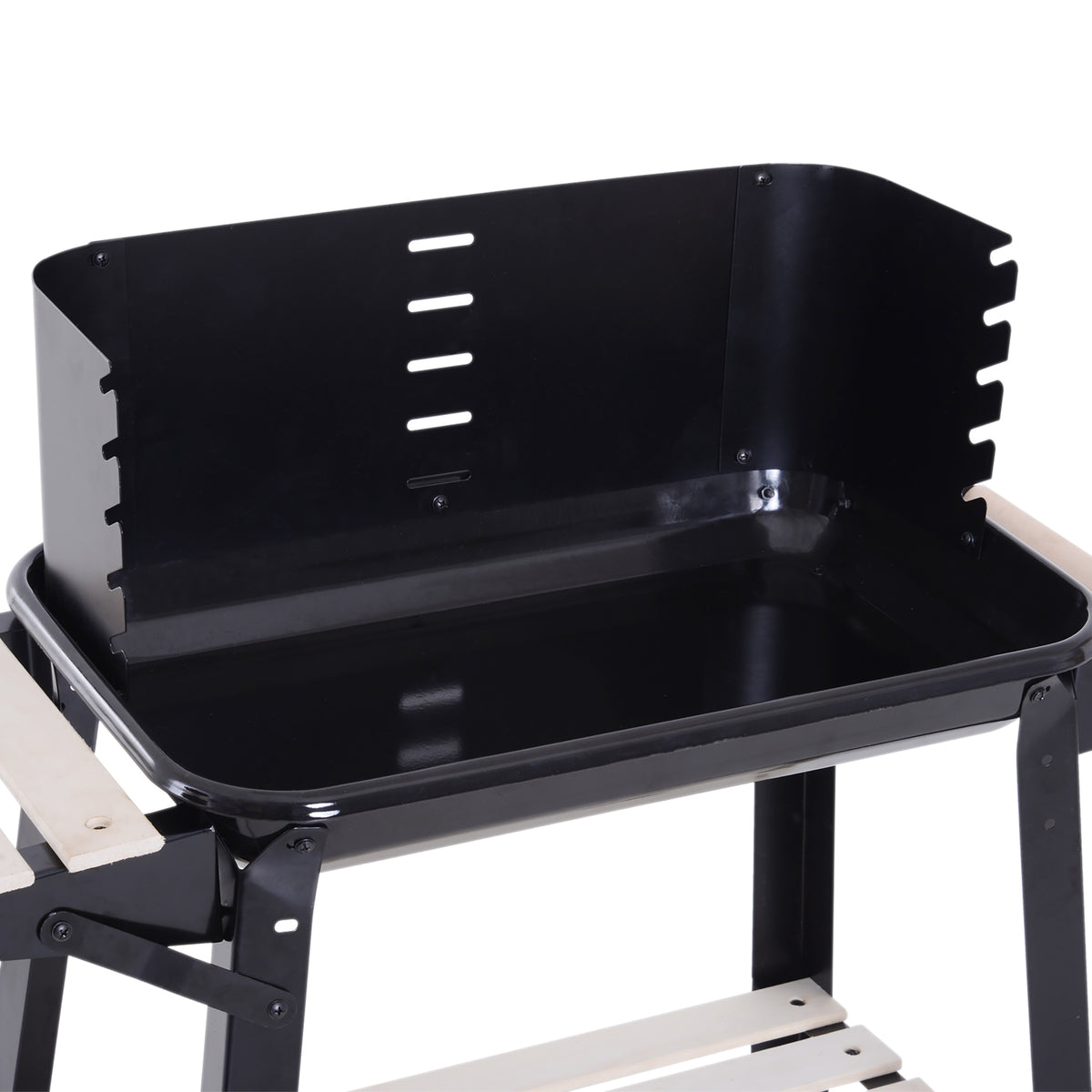 Outsunny Barbacoa Carbón Altura Parrillas Ajustable Estantes Ruedas 83x46x87 Cm_3