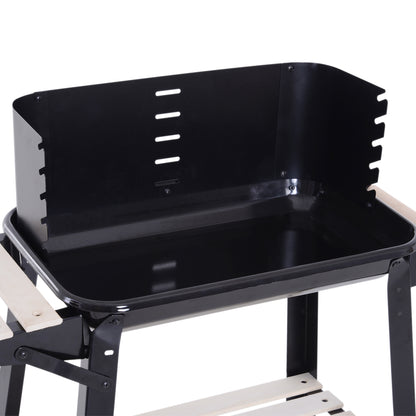 Outsunny Barbacoa Carbón Altura Parrillas Ajustable Estantes Ruedas 83x46x87 Cm_3