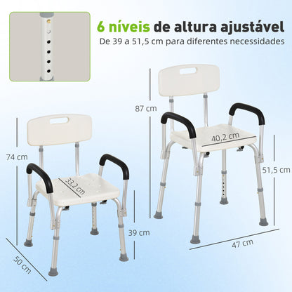 Silla De Ducha Homcom Blanco Y Plata 47x50x87 Cm_2