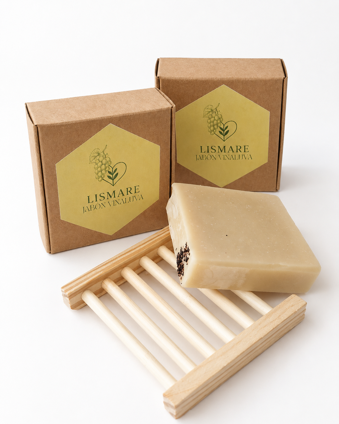 Jabonera de madera de regalo + 2 jabones sólidos de uva 100 G - Lismare_0