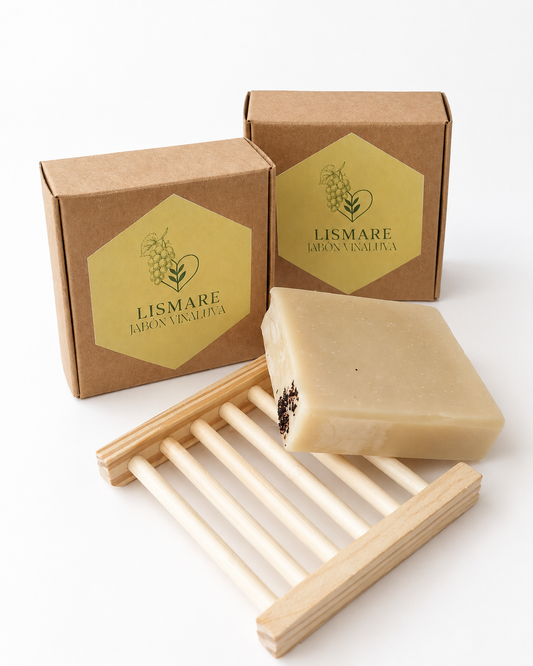 Jabonera de madera de regalo + 2 jabones sólidos de uva 100 G - Lismare_0