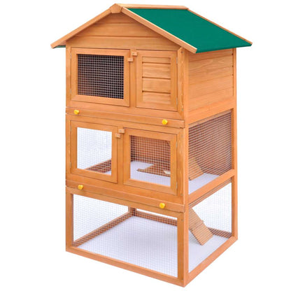 Casa De Animales Pequeños Jaula Conejera 3 Niveles Madera_1