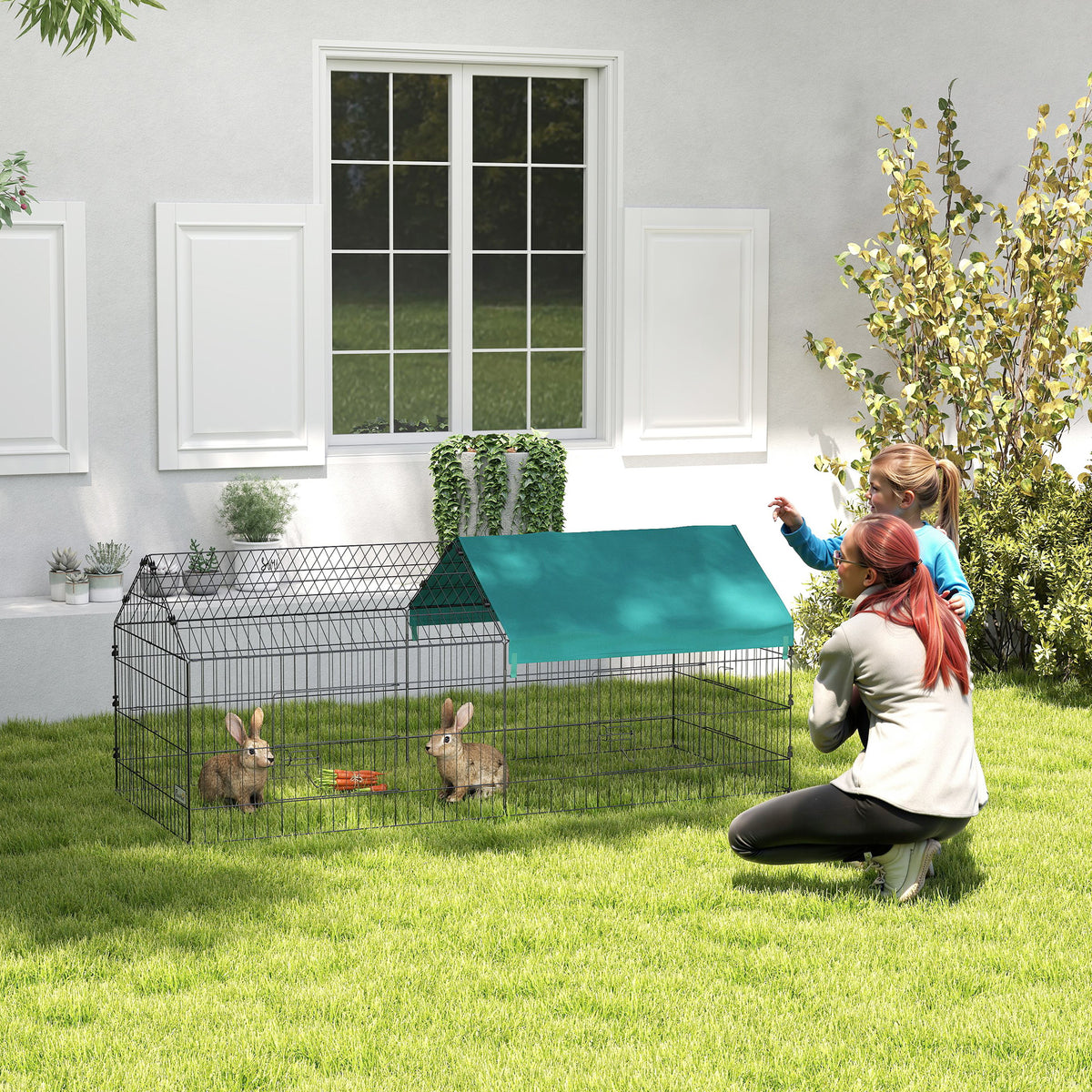 Jaula Animales Pequeños Pawhut Acero Verde 185x75x75 Cm_4