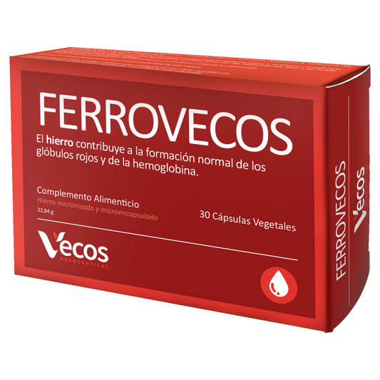 Ferrovecos 40 Mg Hierro Liposomado Vecos 30 Cápsulas | Para Cansancio Y La Fatiga | Con B6, B12 Y Ácido Fólico_0