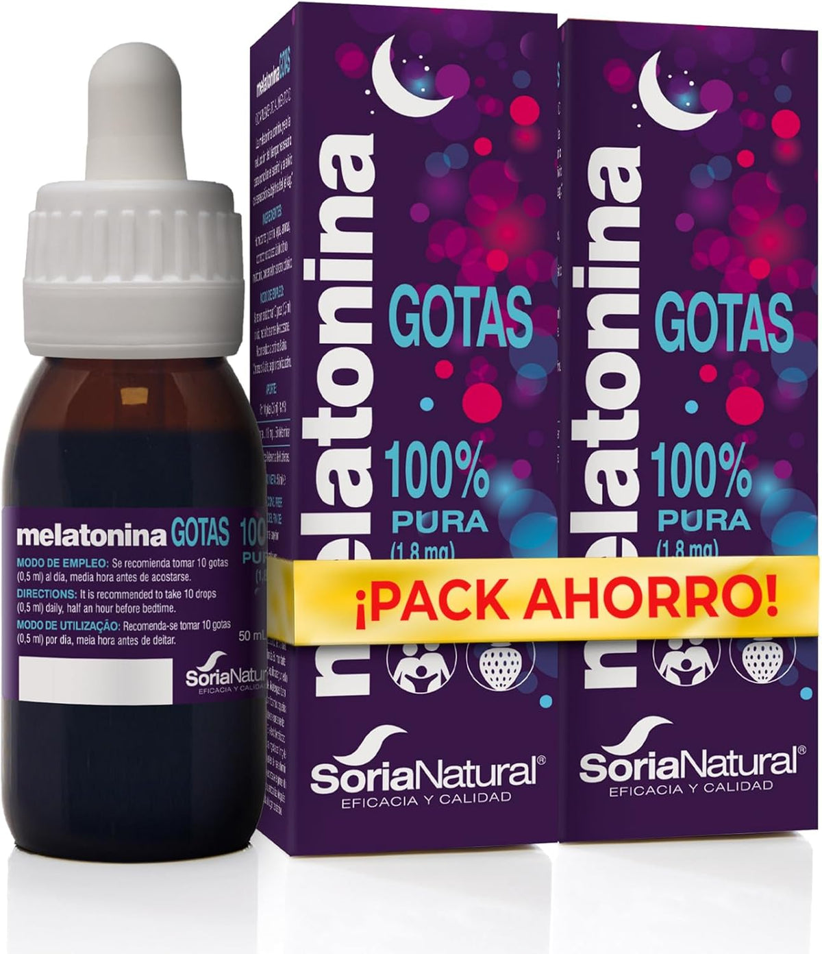Pack 2X Melatonina en Gotas 100% Pura Soria Natural 50 ml