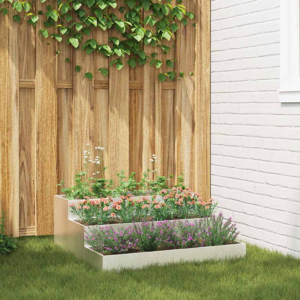 Macetero De Jardín Plateado 90 X 90 X 35 Cm Acero Inoxidable_1
