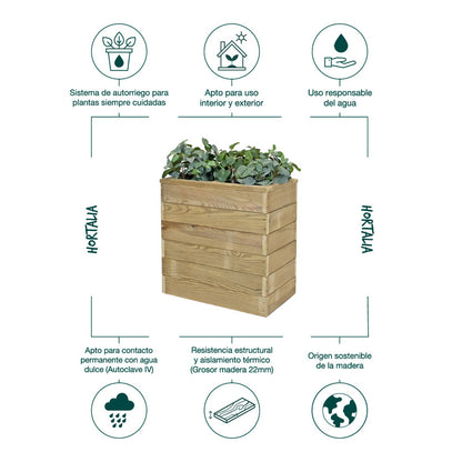 Jardinera Con Autorriego De Madera Nidum Basic Interior Y Exterior Hortalia 60x34x60 Cm_4