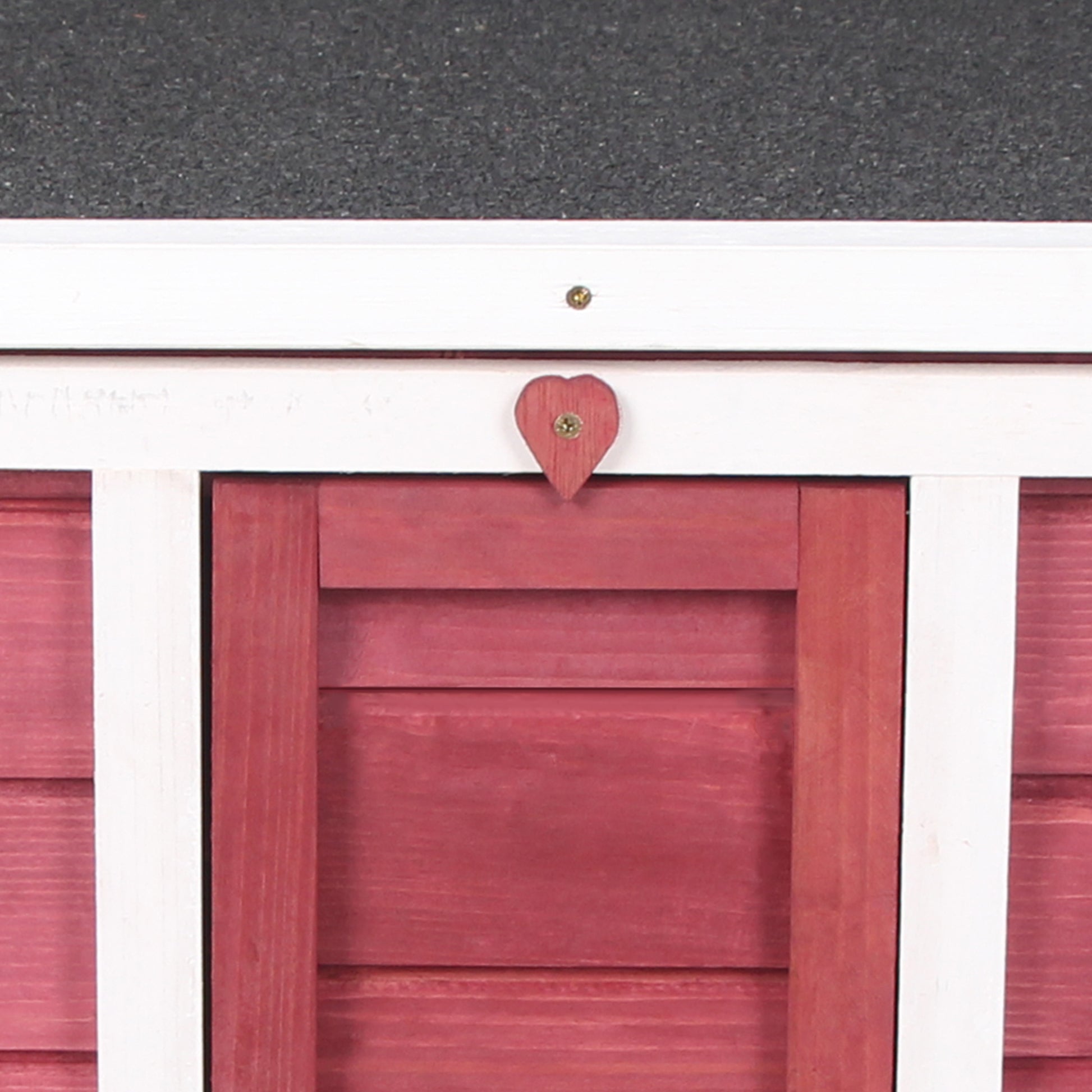 Pawhut Conejera Madera Exterior Con Techo Asfáltico Abatible 42x51x43 Cm Rojo_3