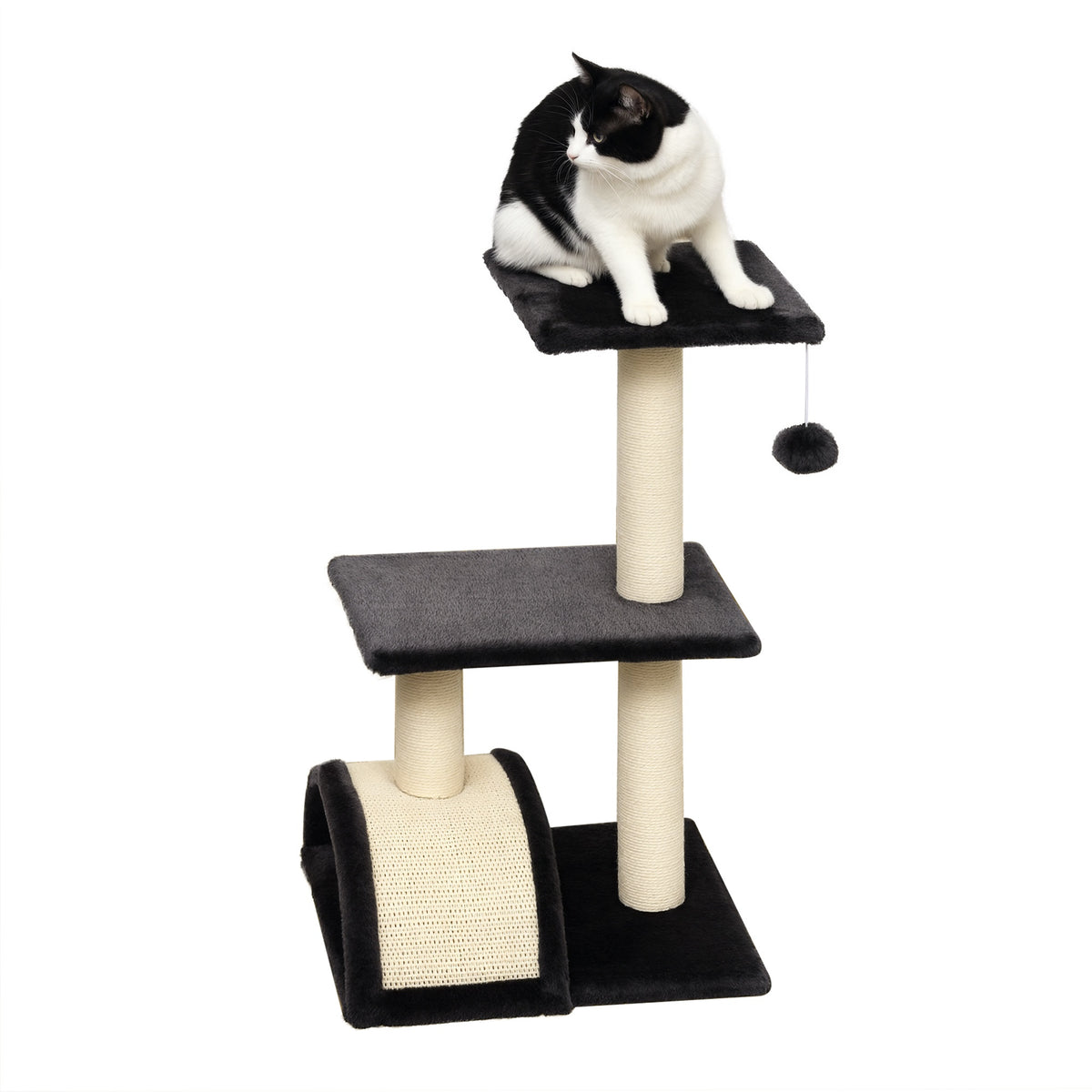Pawhut Rascador Para Gatos Medianos Con Postes De Sisal Y Plataformas Gris_0