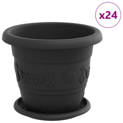 Macetas 24 Pcs Negro Ø 22 X 18 Cm Plástico_0