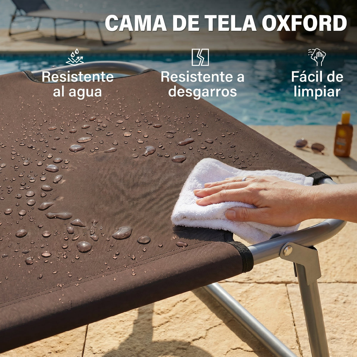 Outsunny Tumbona De Jardín Plegable Con Toldo Desmontable 187x58x36 Cm Marrón_5