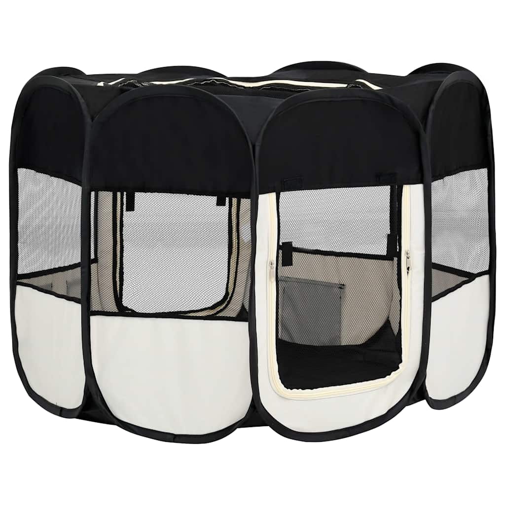 Parque De Perros Plegable Bolsa De Transporte Negro 90x90x58 Cm_4