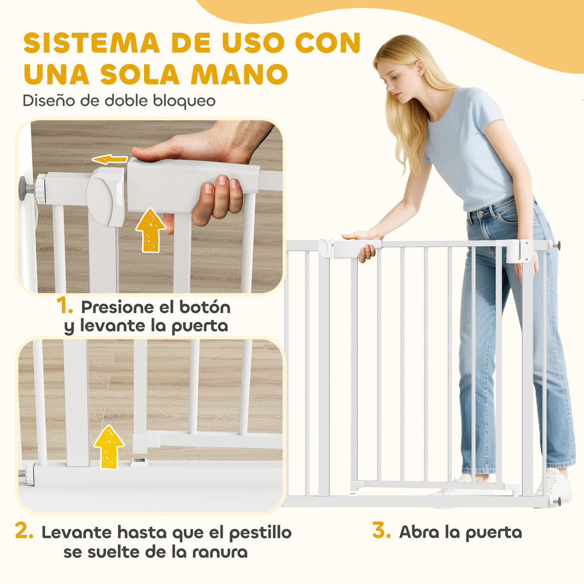 Pawhut Barrera De Seguridad Para Niños Y Perros Ancho De 76-88 Cm Blanco_5