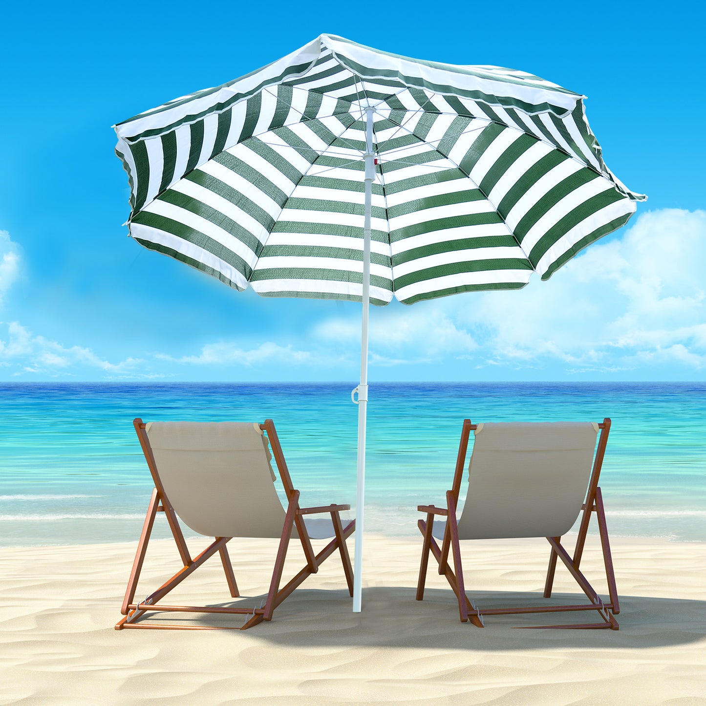 Outsunny Sombrilla De Playa Ø180cm Con Techo Inclinable Poste Metal Para Jardín_1