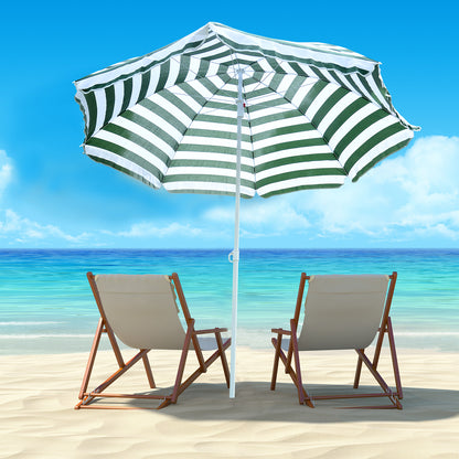 Outsunny Sombrilla De Playa Ø180cm Con Techo Inclinable Poste Metal Para Jardín_1