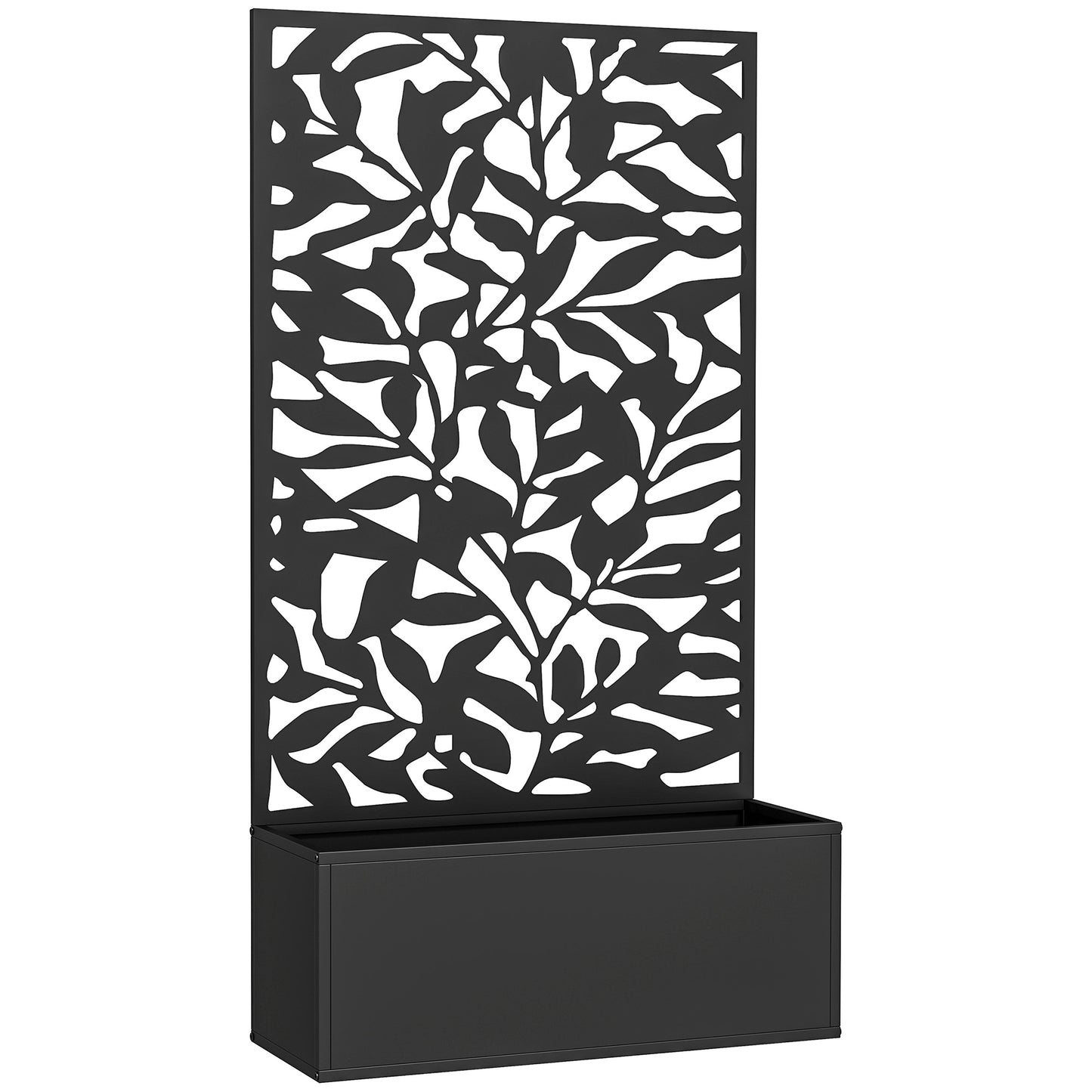 Outsunny Jardinera Exterior Grande De Metal Con Pantalla De Privacidad Negro_0