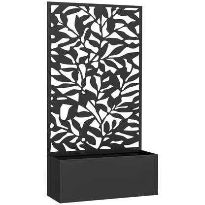 Outsunny Jardinera Exterior Grande De Metal Con Pantalla De Privacidad Negro_0
