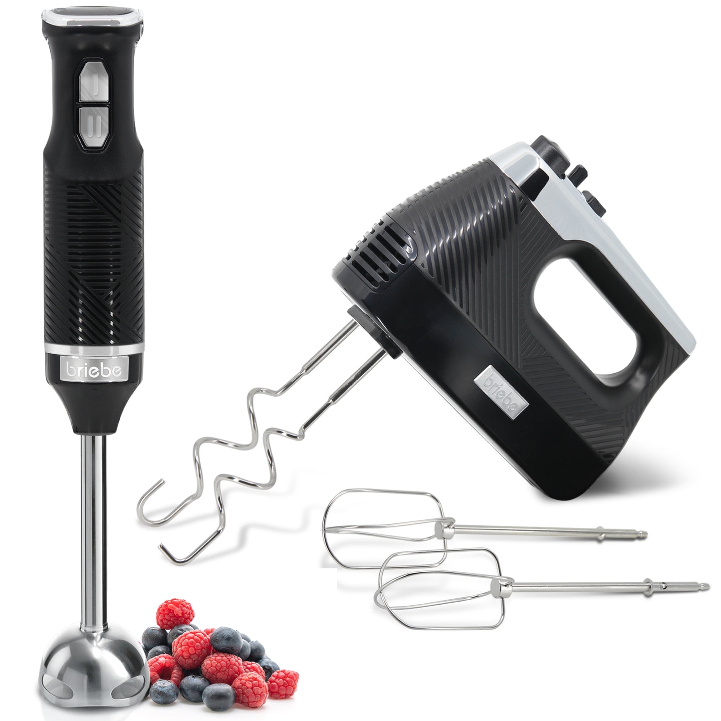 Briebe Elegance Set Batidora De Mano 2 Velocidades + Batidora Varillas Eléctrica 5 Velocidades + Turbo, Skt1187blk_0
