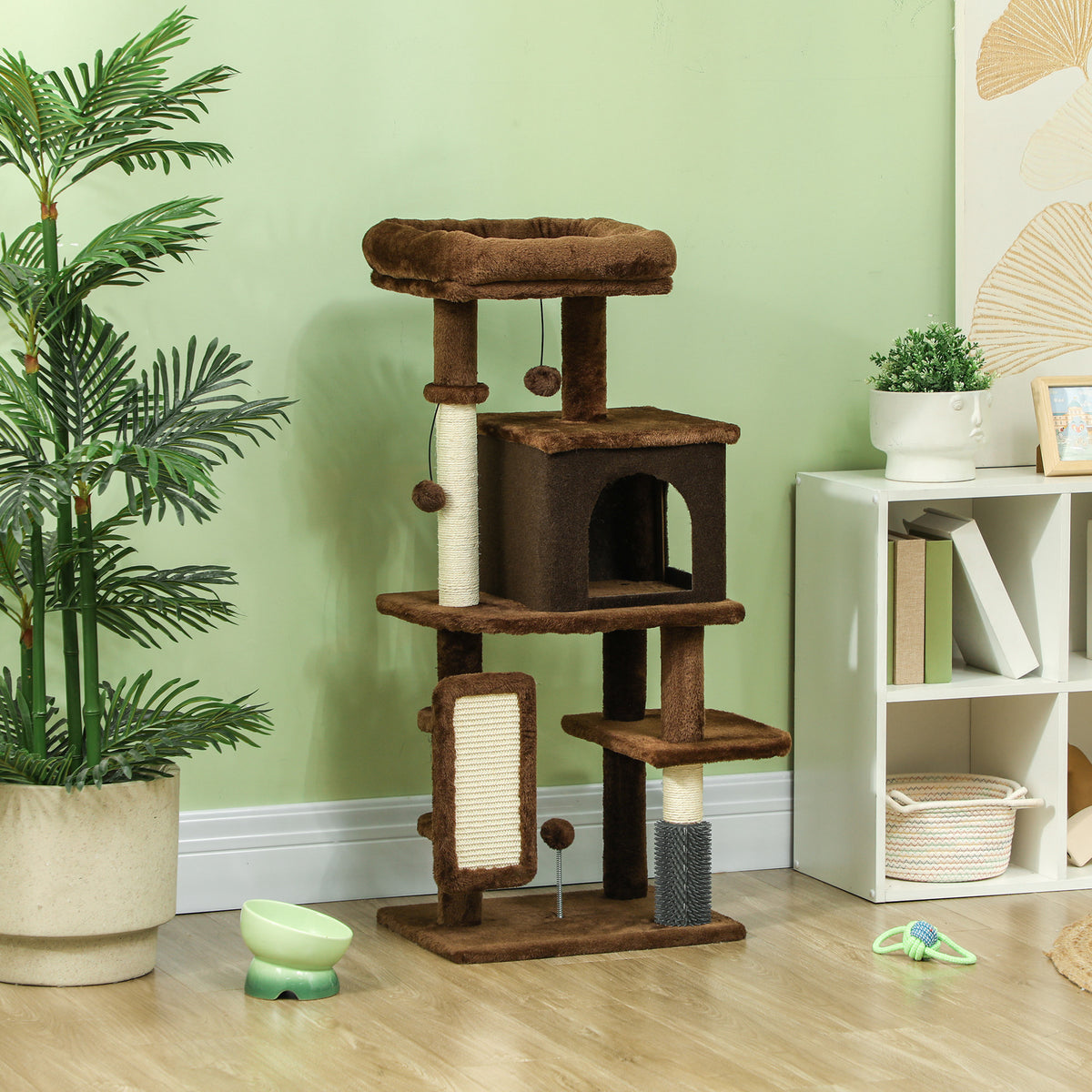Pawhut Árbol Rascador Para Gatos Altura 104cm Con Almohadilla Para Rascar Marrón_1