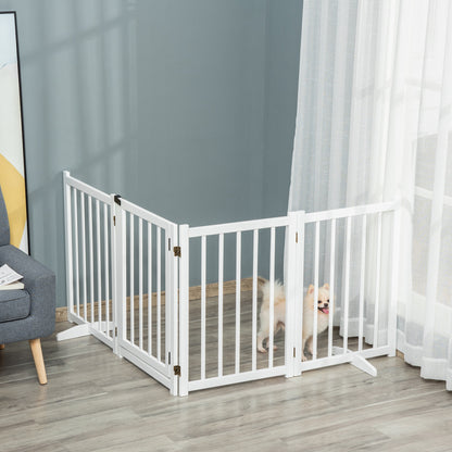Pawhut Barrera Para Perros Plegable De 4 Paneles Con Puerta 237,5x36x80cm Blanco_4