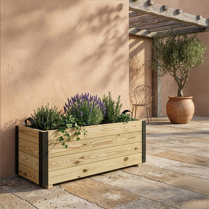 Jardinera Exterior De Madera Con Refuerzo De Aluminio Ghio Al Hortalia 100x40x40 Cm_1