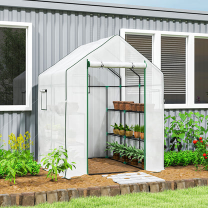 Outsunny Invernadero De Exterior Con 6 Estantes Puerta Enrollable 140x143x190 Cm_1