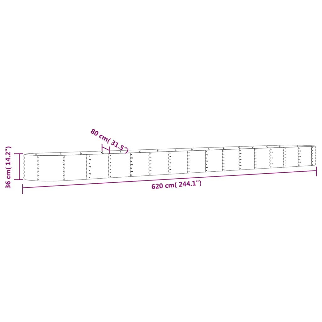 Jardinera Arriate Acero Galvanizado Gris 620x80x36 Cm_5
