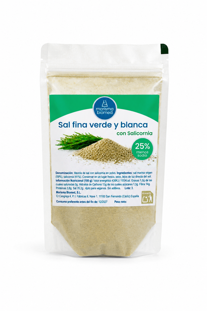 Sal Fina Verde Y Blanca | Salicornia Y Sal Marina Virgen Bio | 25% Menos Sodio 250 g_1