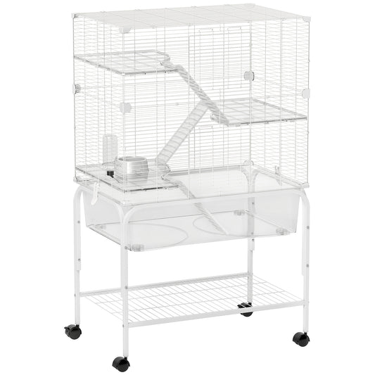 Jaula Animales Pequeños Pawhut Acero, Pet Blanco 73x47x123 Cm D51-490v01wt_0