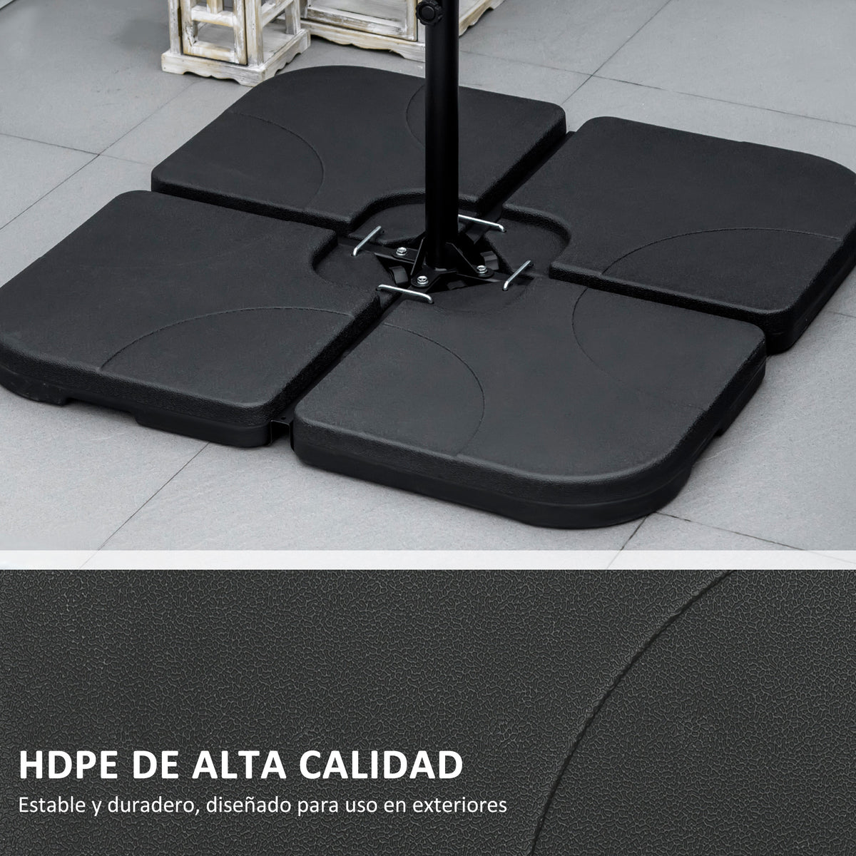 Outsunny Peso Para Base De Sombrilla De 4 Piezas Para Base Cruzada Negro_5