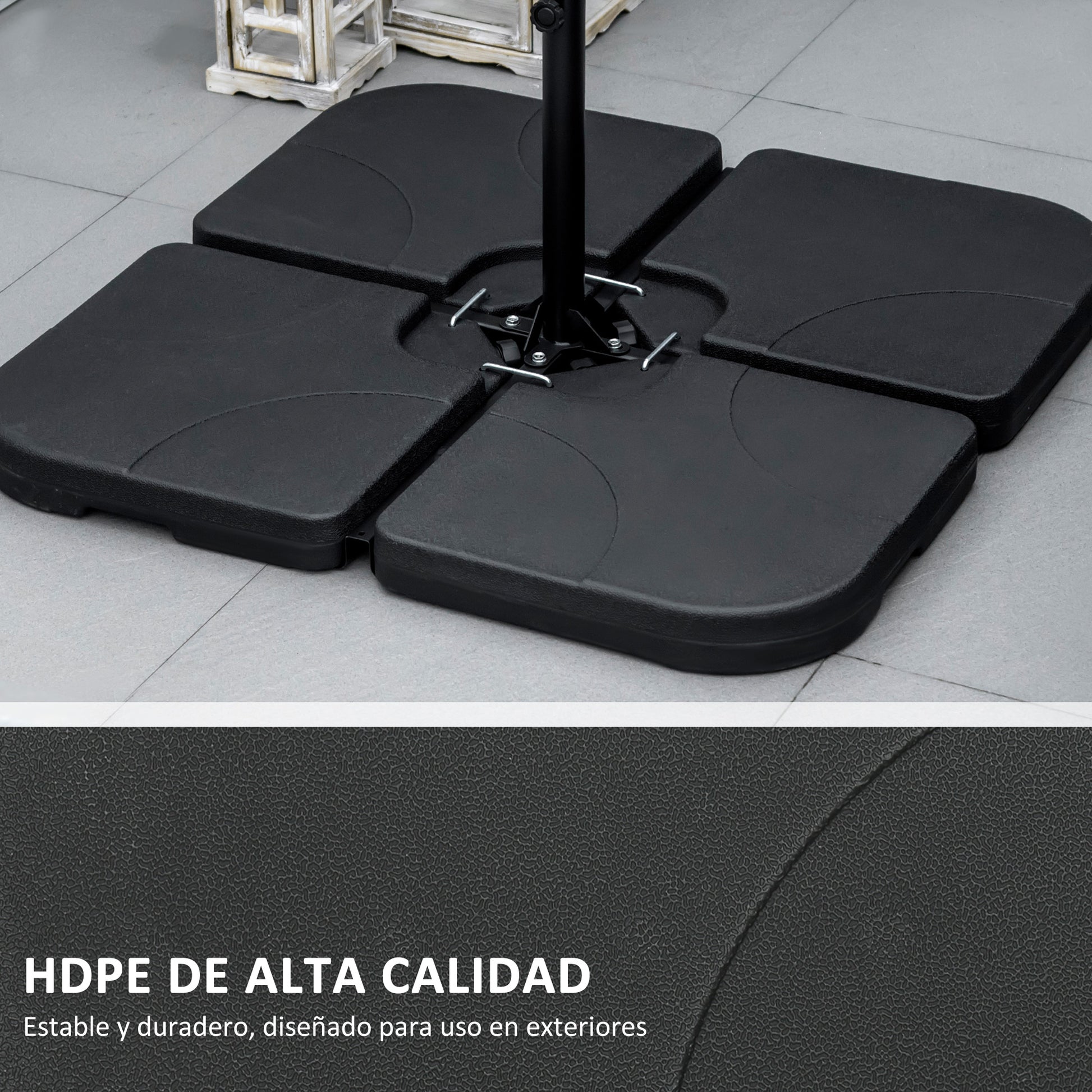 Outsunny Peso Para Base De Sombrilla De 4 Piezas Para Base Cruzada Negro_5