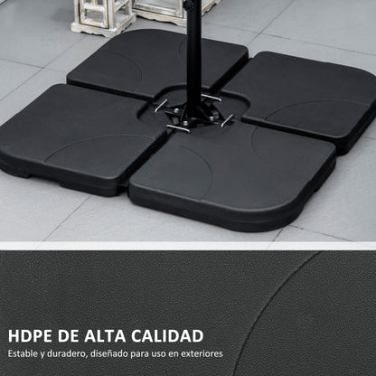 Outsunny Peso Para Base De Sombrilla De 4 Piezas Para Base Cruzada Negro_5