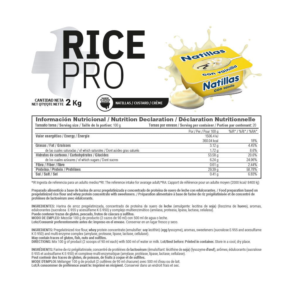 Rice Pro (crema De Arroz Con Proteína) - 2 Kg - Natillas De Vainilla - Crema De Arroz - Masmusculo_4