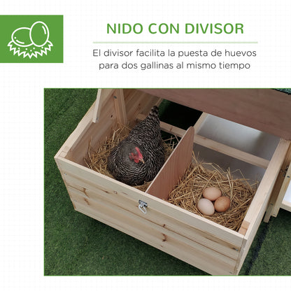 Pawhut Gallinero De Madera Con Caja Nido Espacio Para Correr 196x76x97cm Natural_5