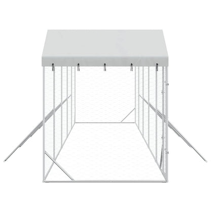 Perrera De Exterior Con Techo Acero Galvanizado Plata 10x2x2,5m_5