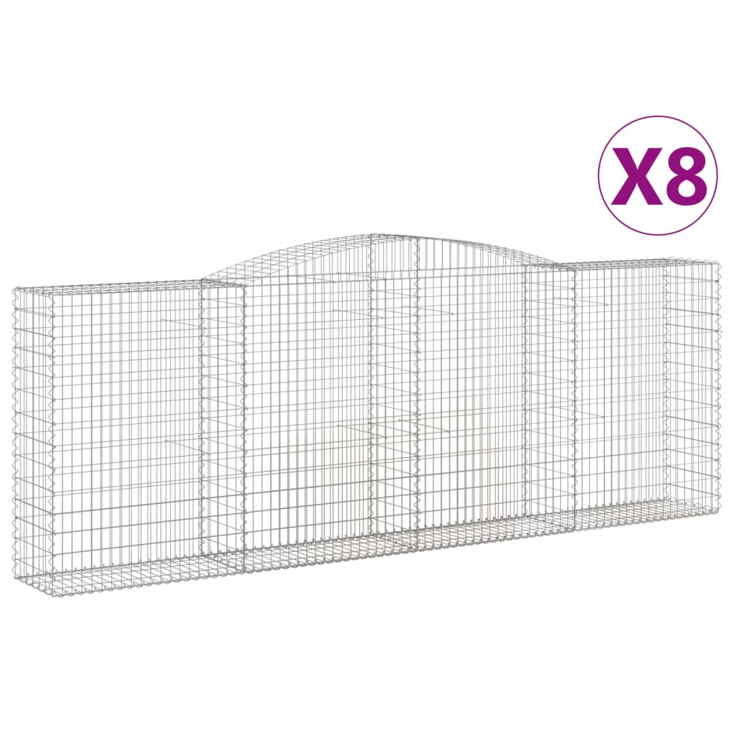 Cestas Gaviones 8 Uds Forma De Arco Hierro 400x50x140/160 Cm_0