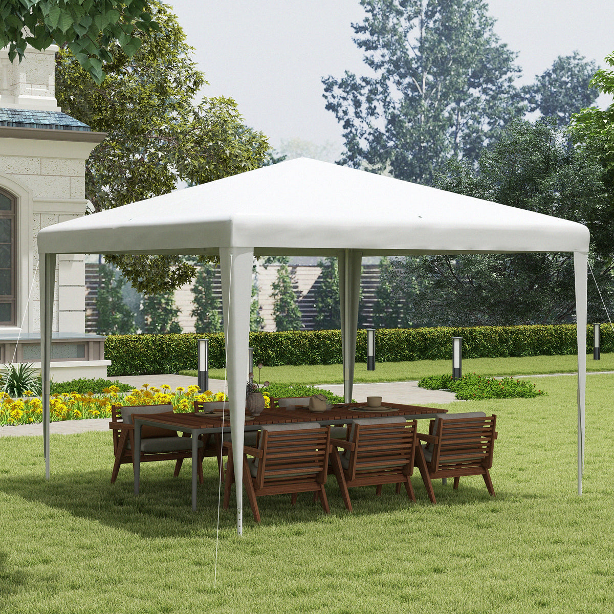 Outsunny Carpa Desmontable De Jardín 3x3 M Para Bodas Camping Fiestas Blanco_1