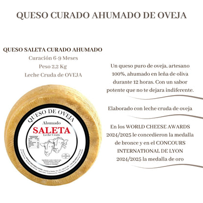 Queso Curado Ahumado Entero De Oveja (2,2 Kg) | Elaboración Artesana Quesos De La Mancha | Ahumados_1