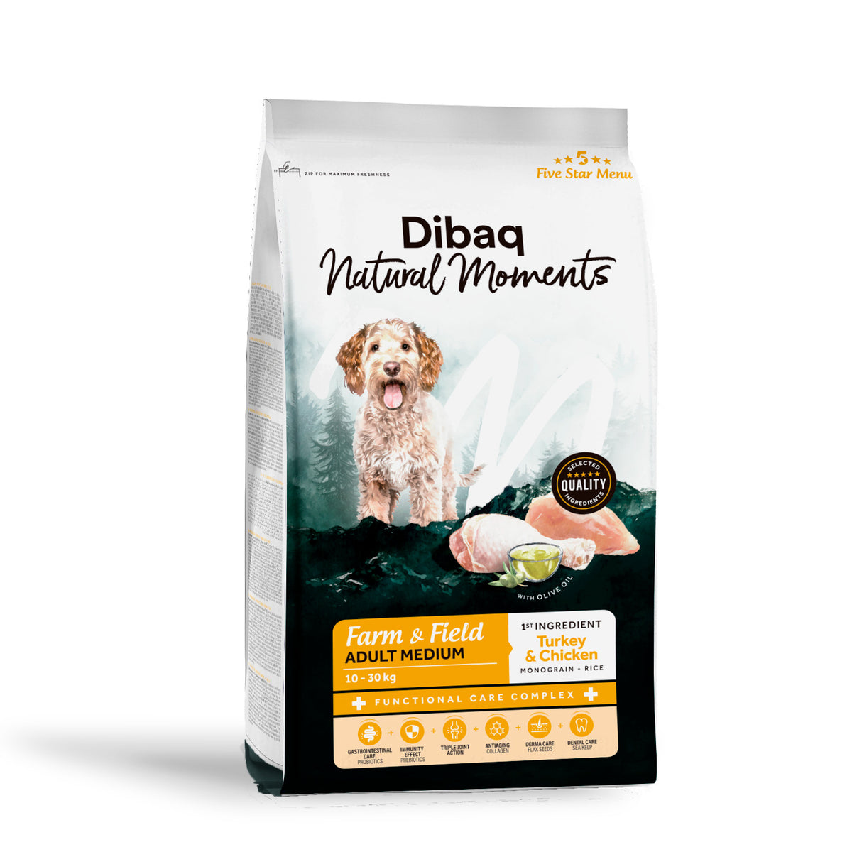 Dibaq Natural Moments 5 Star Pavo Y Pollo Adulto Razas Medianas 12 Kg_0